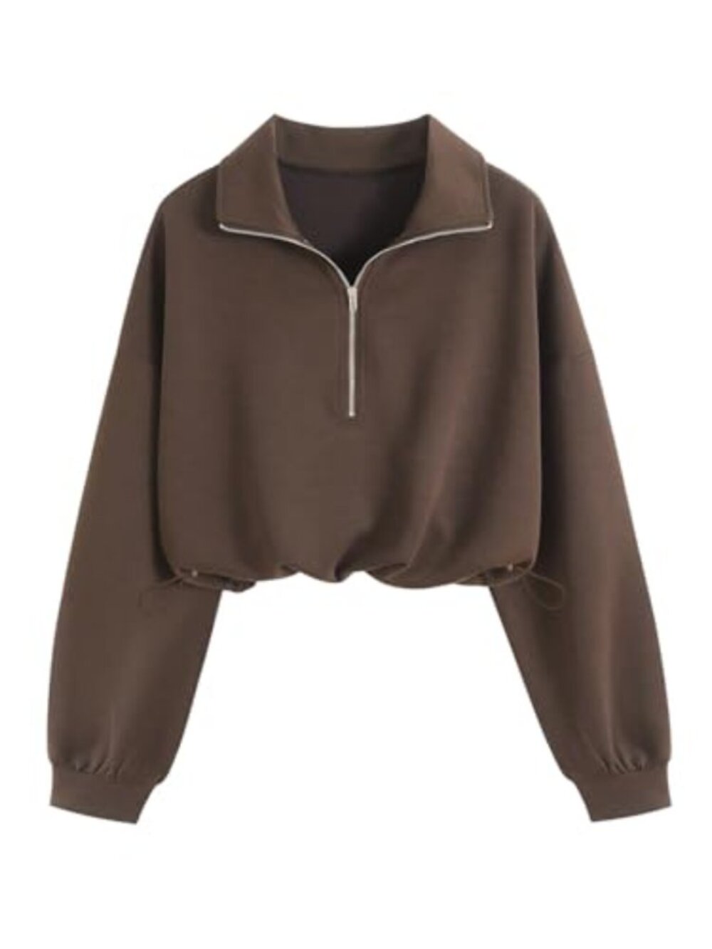 Women's Crop Mock Neck Quarter Zip Sweatshirt Pullover Workout Top